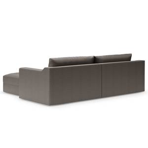 Ecksofa Dixwell mit Longchair Antiklederlook - Microfaser Taeko: Anthrazit - Longchair davorstehend rechts