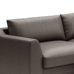 Hoekbank Dixwell met chaise longue antieke leerlook - Microvezel Taeko: Antracitekleurig - Longchair vooraanzicht rechts