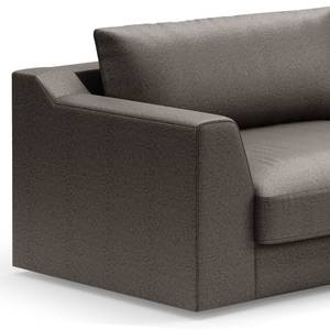 Divano con chaise longue Dixwell Effetto pelle anticata - Microfibra Taeko: antracite - Longchair preimpostata a destra