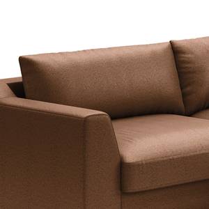 Divano con chaise longue Dixwell Effetto pelle anticata - Microfibra Taeko: marrone - Longchair preimpostata a destra