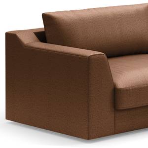 Divano con chaise longue Dixwell Effetto pelle anticata - Microfibra Taeko: marrone - Longchair preimpostata a destra