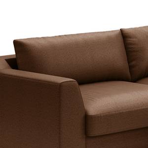 Ecksofa Dixwell mit Longchair Antiklederlook - Microfaser Taeko: Schokobraun - Longchair davorstehend rechts