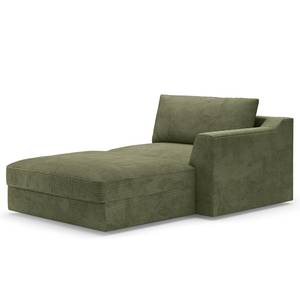 Ecksofa Dixwell mit Longchair Cordstoff Lizza: Olive - Longchair davorstehend rechts