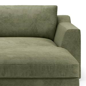 Ecksofa Dixwell mit Longchair Cordstoff Lizza: Olive - Longchair davorstehend rechts