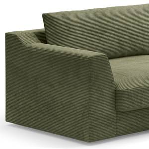 Ecksofa Dixwell mit Longchair Cordstoff Lizza: Olive - Longchair davorstehend rechts