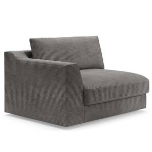 Hoekbank Dixwell met chaise longue Corduroy Lizza: Grijs - Longchair vooraanzicht rechts