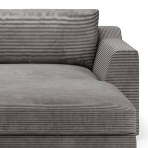 Hoekbank Dixwell met chaise longue Corduroy Lizza: Grijs - Longchair vooraanzicht rechts