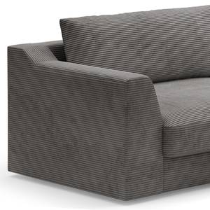 Hoekbank Dixwell met chaise longue Corduroy Lizza: Grijs - Longchair vooraanzicht rechts