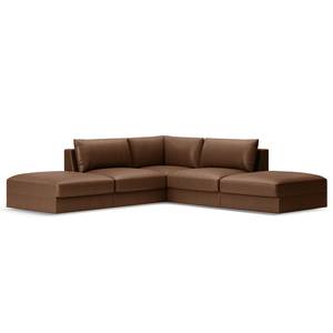 Ecksofa Dixwell Antiklederlook - Microfaser Taeko: Schokobraun