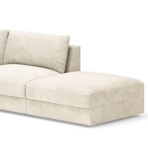 Zithoek Dixwell met hocker Corduroy Lizza: Wit - Longchair vooraanzicht rechts/Ottomaan links