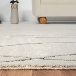 Tapis épais Moroccan Beautiful Fibres synthétiques - Blanc / Noir - 100 x 200 cm