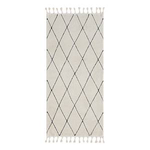 Tapis épais Moroccan Culture Fibres synthétiques - Blanc / Noir - 100 x 200 cm