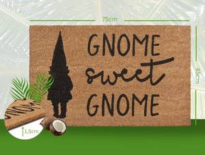 Fußmatte Kokos Gnome Sweet Gnome Kokos - Beige / Schwarz