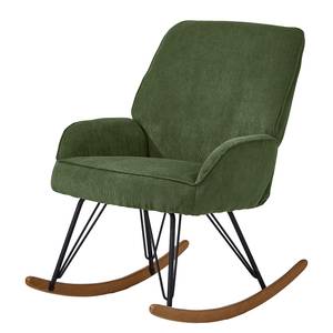 Fauteuil à bascule Timely Vert olive - Velours côtelé