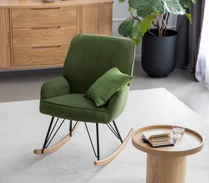 Fauteuil à bascule Timely Vert olive - Velours côtelé