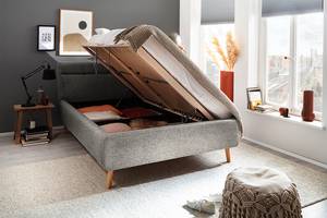 Gestoffeerd bed LOTTE Structuurstof Luela: Grijs - 140 x 200cm