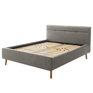 Gestoffeerd bed LOTTE Structuurstof Luela: Grijs - 180 x 200cm