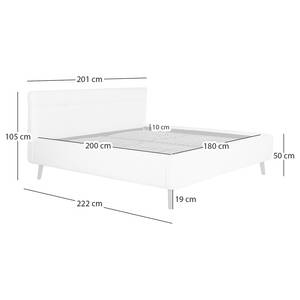 Gestoffeerd bed LOTTE Structuurstof Luela: Grijs - 180 x 200cm
