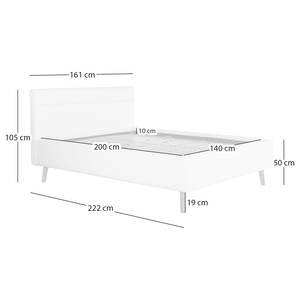 Gestoffeerd bed LOTTE Geweven stof Meara: Modder - 140 x 200cm