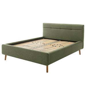 Letto imbottito LOTTE Tessuto strutturato Luela: oliva chiaro - 160 x 200cm