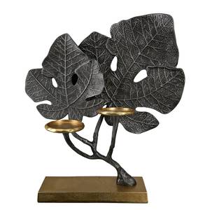 Kerzenhalter Leaf Aluminiumguss - Anthrazit / Gold - 40 x 47 cm