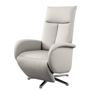 Relaxfauteuil Fewel echt leer - Leer Pua: Lichtgrijs