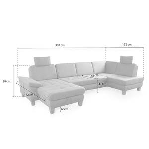 Wohnlandschaft Elley Microfaser - Microfaser Taeko: Anthrazit - Longchair davorstehend links / Ottomane rechts - Ohne Schlaffunktion