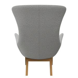 Fauteuil HEPBURN met stikwerk geweven stof - Geweven stof Saia: Lichtgrijs - Donkere eikenhout