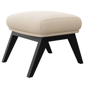 Hocker HEPBURN met houten pootjes geweven stof - Geweven stof Saia: Beige - Zwart