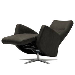 Relaxfauteuil Varetas antieke leerlook - Textielmix Bulan: Antracietkleurig