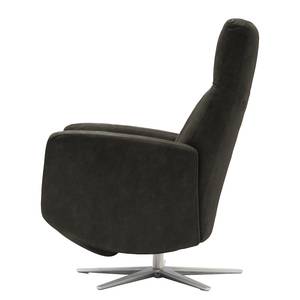 Relaxfauteuil Varetas antieke leerlook - Textielmix Bulan: Antracietkleurig