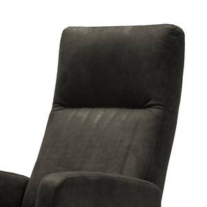 Relaxfauteuil Varetas antieke leerlook - Textielmix Bulan: Antracietkleurig