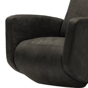 Relaxfauteuil Varetas antieke leerlook - Textielmix Bulan: Antracietkleurig