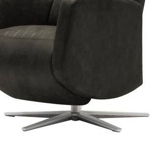 Relaxfauteuil Varetas antieke leerlook - Textielmix Bulan: Antracietkleurig