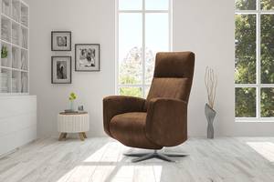 Relaxfauteuil Varetas antieke leerlook - Textielmix Bulan: Tabak