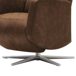 Relaxfauteuil Varetas antieke leerlook - Textielmix Bulan: Tabak