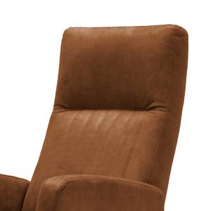 Relaxfauteuil Varetas antieke leerlook - Textielmix Bulan: Kameelkleurig