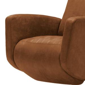 Relaxfauteuil Varetas antieke leerlook - Textielmix Bulan: Kameelkleurig