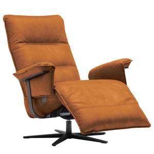 Fauteuil de relaxation Kesse Aspect cuir vieilli - Tissu composite Bulan: Cognac