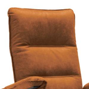 Relaxfauteuil Kesse antieke leerlook - Textielmix Bulan: Cognac