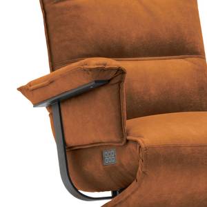 Relaxfauteuil Kesse antieke leerlook - Textielmix Bulan: Cognac