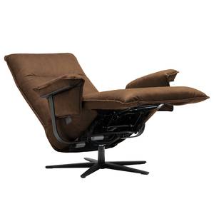 Relaxfauteuil Kesse antieke leerlook - Textielmix Bulan: Tabak