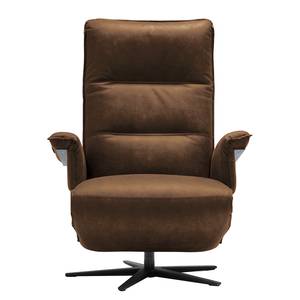 Relaxfauteuil Kesse antieke leerlook - Textielmix Bulan: Tabak