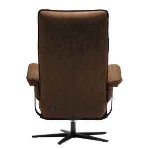 Relaxfauteuil Kesse antieke leerlook - Textielmix Bulan: Tabak