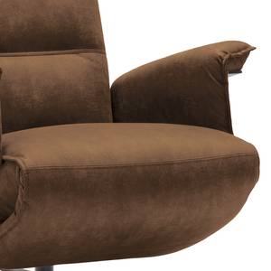 Relaxfauteuil Kesse antieke leerlook - Textielmix Bulan: Tabak