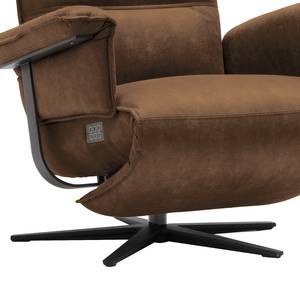 Fauteuil de relaxation Kesse Aspect cuir vieilli - Tissu composite Bulan: Tabac