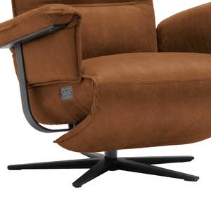 Relaxfauteuil Kesse antieke leerlook - Textielmix Bulan: Kameelkleurig