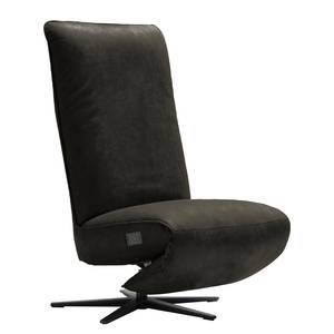 Relaxfauteuil Barhal antieke leerlook - Textielmix Bulan: Antracietkleurig