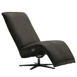 Relaxfauteuil Barhal antieke leerlook - Textielmix Bulan: Antracietkleurig