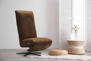 Fauteuil relax Barhal Aspect cuir vieilli - Tissu composite Bulan: Tabac